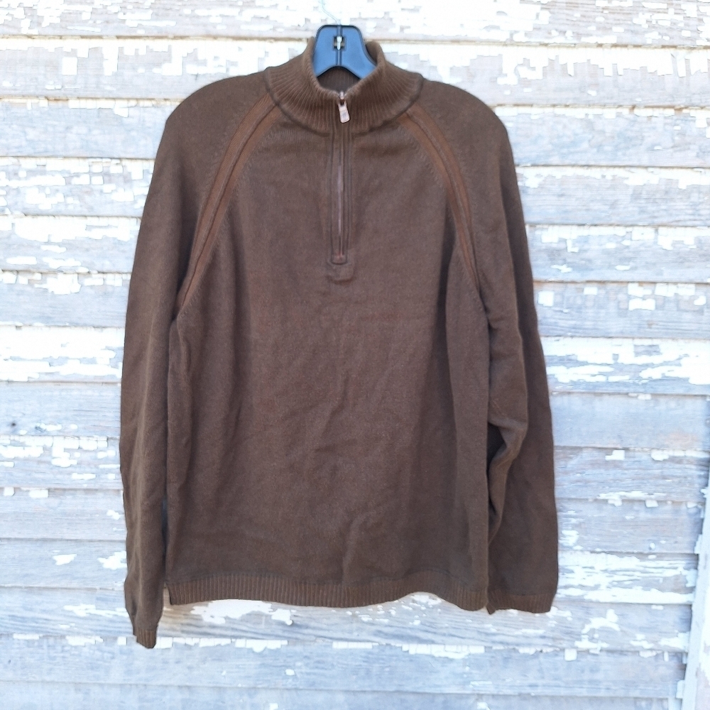 Tommy Bahama Sweater Mens‎ L Blue Island Zone 1/4 Zip Mock Neck Size xl